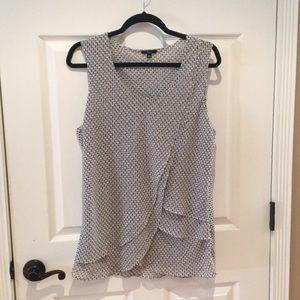 White, Black & Grey Patterned Chiffon Layered Top